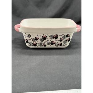 Disney Halloween Minnie Mouse With Spider Webs Loaf Baking Dish Ceramic White